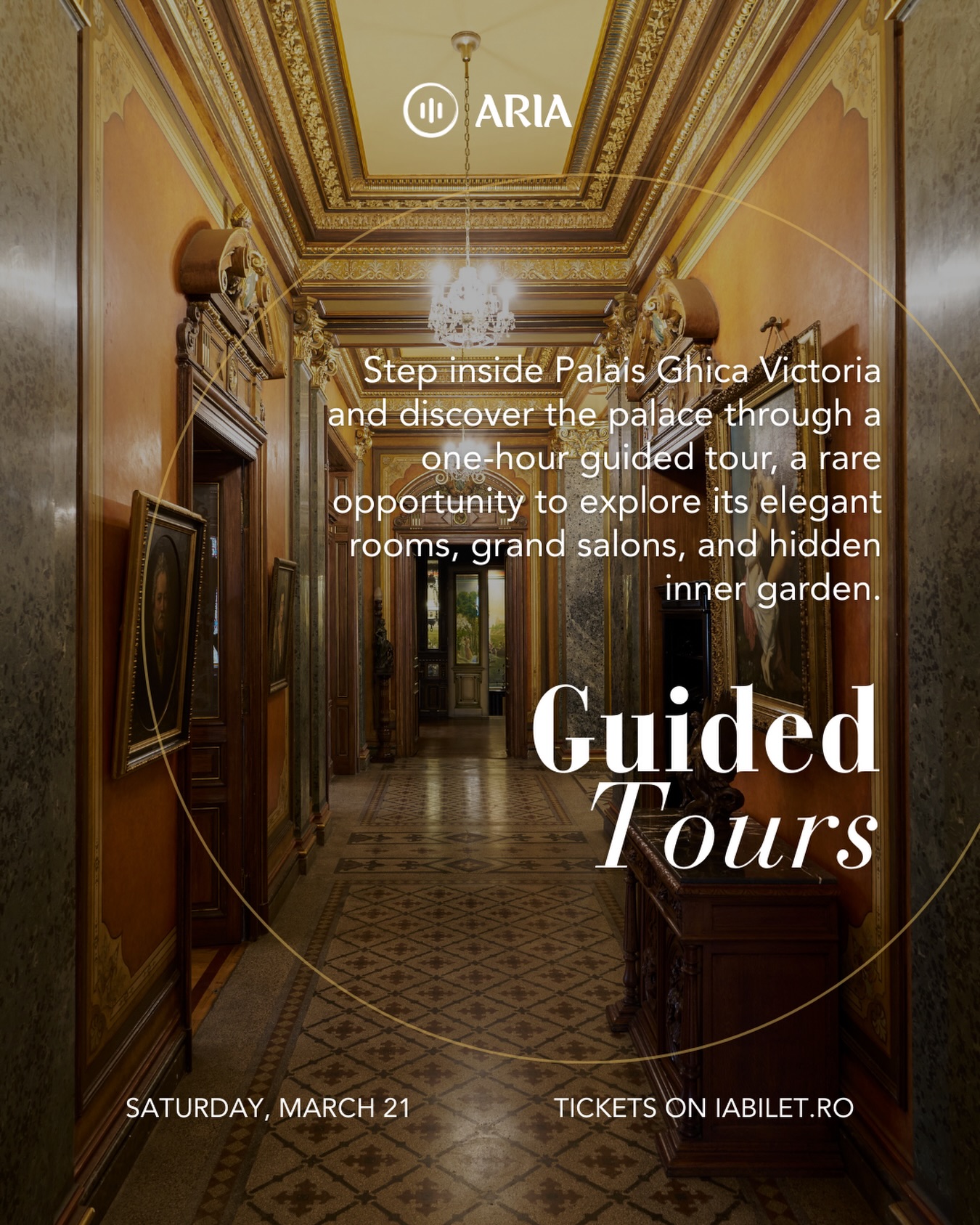 ✨ Ever wondered what it’s like inside @palaisghicavictoria?

Step through the doors and join us for a one-hour guided tour of the palace. From the elegant rooms on the ground floor to the grand salons upstairs and the hidden inner garden. On March 21, you have the chance to slow down, look around, and experience the architecture and stories of this remarkable place.

➖ guided tours in Romanian
➖ hourly sessions throughout the day, starting 11:00
➖ 30 guests per session

A little moment in the past, right in the heart of Bucharest.

🗝️ by ARIA #ARIAWomensMonth